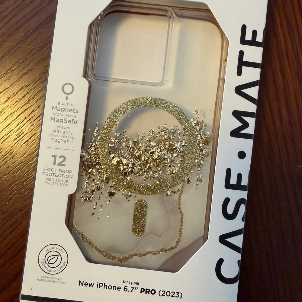 Case-Mate Gold Glitter iPhone 15 6.7 Pro Max Case